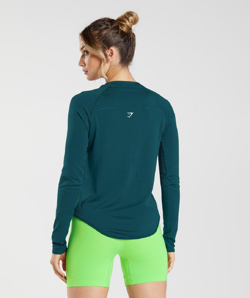 Long Sleeve Gymshark Sweat Seamless Mujer Turquesa | CO 2288BEX